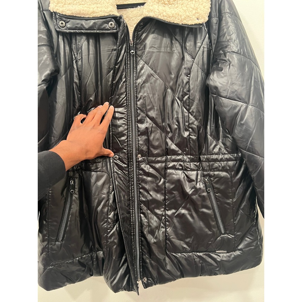 Kenneth Cole Coat Womens Black Quilted Puffer Jacket Sherpa Collar 1X New w Tags - Picture 5 of 16